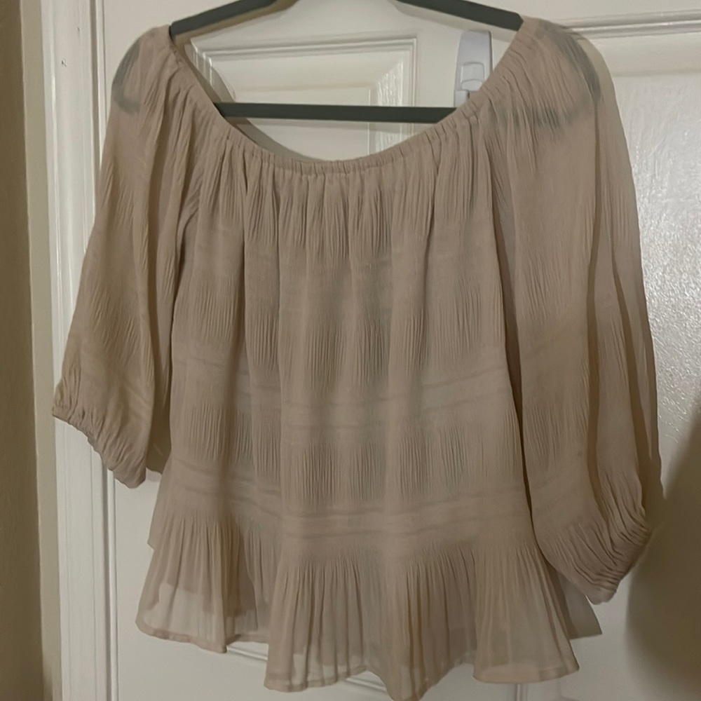 Express Cream off the Shoulder Top.
